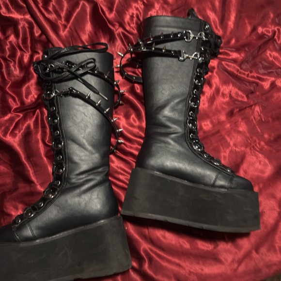 Black Platform Lace-Up demonia Boots - Picture 5 of 5